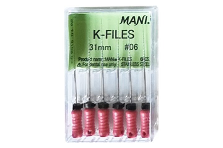 Mani MK3106 Endodontic K-Files Stainless Steel 31mm #06 6/Bx Mani MK3106 Endodontic K-Files Stainless Steel 31mm #06 6/Bx